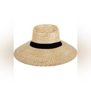 Lack Of Color Natural Straw Boater Paloma Sun Hat Sz L 59CM Wide Brim Black Band